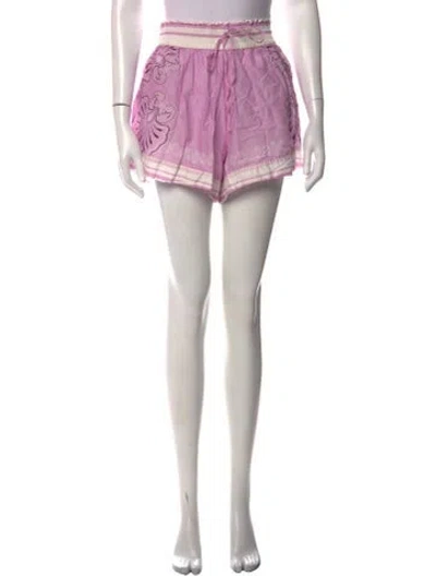 Pre-owned Shani Shemer Floral Print Mini Shorts In Purple