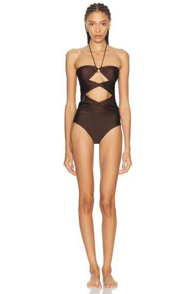 Shani Shemer Geneva One Piece Swimsuit In Brown