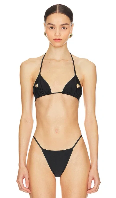 Shani Shemer Gold Shell Bikini Top In Black