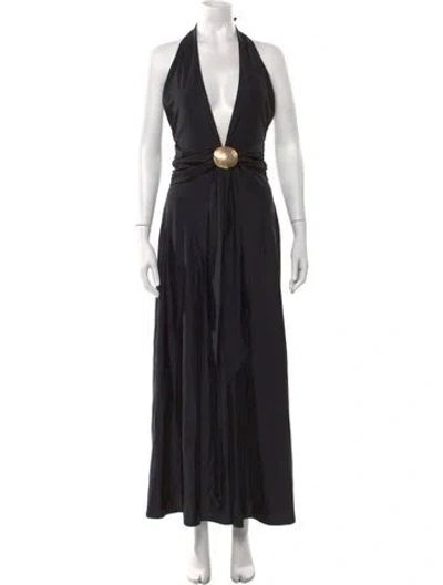 Pre-owned Shani Shemer Halterneck Long Dress In Black