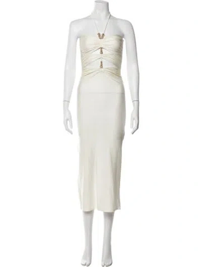 Pre-owned Shani Shemer Halterneck Midi Length Dress W/ Tags In Neutrals