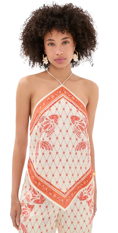 Shani Shemer Jessie Top Orange Mosaic Print