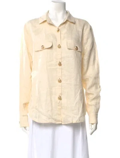 Pre-owned Shani Shemer Linen Long Sleeve Top In Neutral