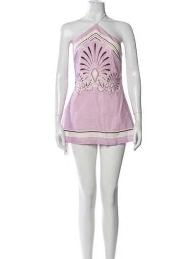 Pre-owned Shani Shemer Linen Mini Dress In Purple