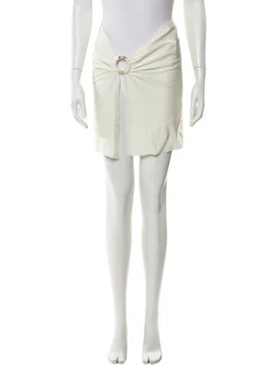 Pre-owned Shani Shemer Linen Mini Skirt In White