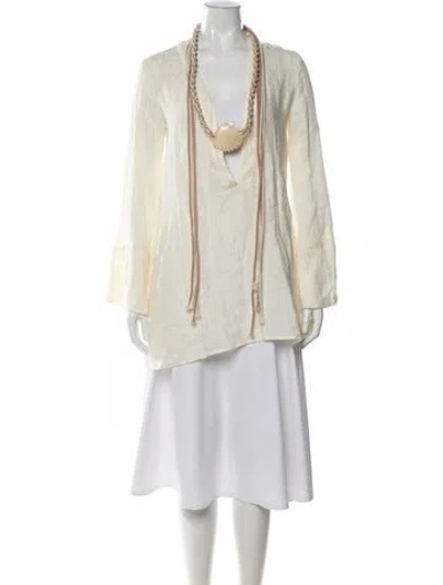 Pre-owned Shani Shemer Linen V-neck Tunic In Neutrals