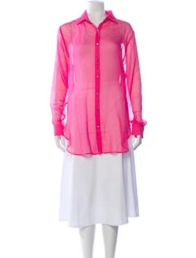 Pre-owned Shani Shemer Long Sleeve Button-up Top W/ Tags In Pink