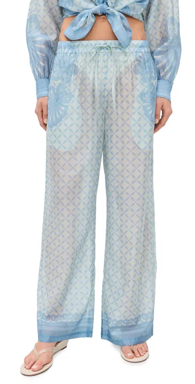Shani Shemer Macey Pants Aqua Shell Print In Blue