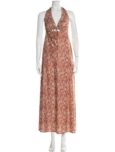 Pre-owned Shani Shemer Nylon Long Dress In Orange