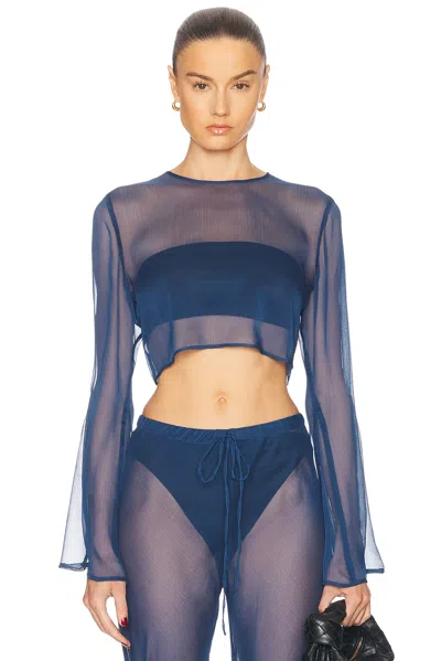 Shani Shemer Phoenix Crop Top In Blue Opal