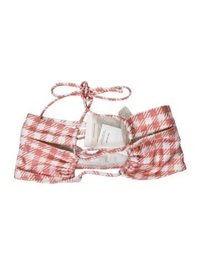 Pre-owned Shani Shemer Plaid Print Cutout Accent Top W/ Tags In Pink