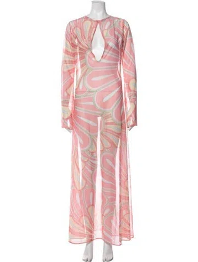Pre-owned Shani Shemer Printed Long Dress W/ Tags In Pink