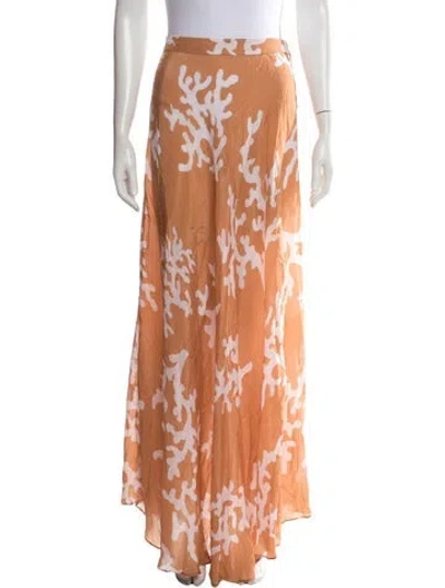 Pre-owned Shani Shemer Printed Long Skirt In Orange