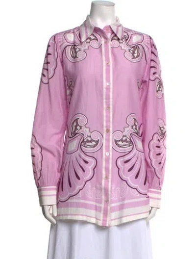 Pre-owned Shani Shemer Printed Long Sleeve Button-up Top In Multicolor
