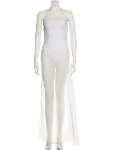 Pre-owned Shani Shemer Square Neckline Long Dress In Neutral