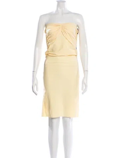 Pre-owned Shani Shemer Strapless Knee-length Dress W/ Tags In Yellow