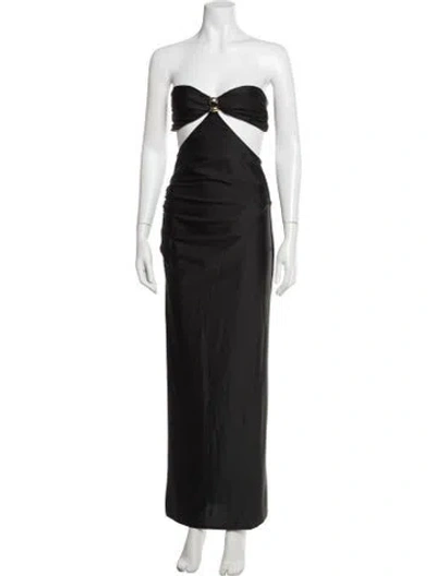 Pre-owned Shani Shemer Strapless Long Dress In Black