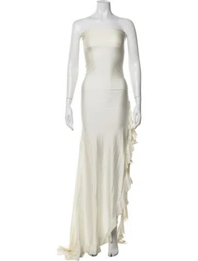 Pre-owned Shani Shemer Strapless Long Dress In Neutrals