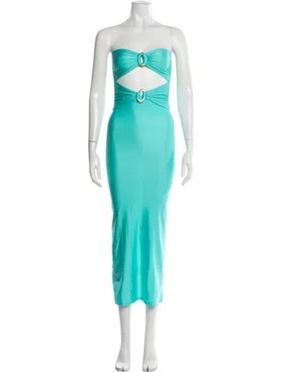 Pre-owned Shani Shemer Strapless Midi Length Dress In Blue