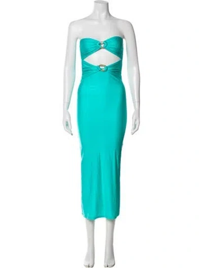 Pre-owned Shani Shemer Strapless Midi Length Dress In Green