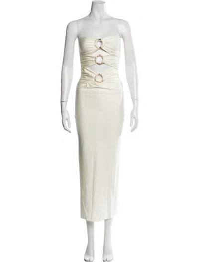 Pre-owned Shani Shemer Strapless Midi Length Dress In Neutral