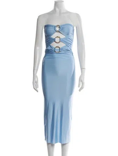 Pre-owned Shani Shemer Strapless Midi Length Dress W/ Tags In Blue