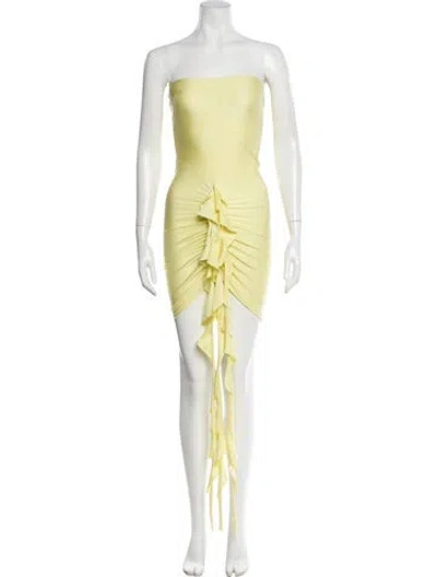 Pre-owned Shani Shemer Strapless Mini Dress In Yellow