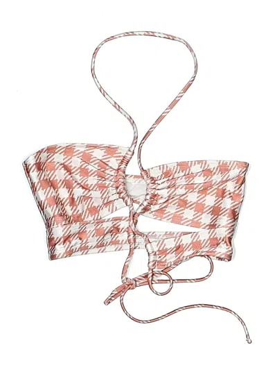 Pre-owned Shani Shemer Swimsuit Top Orange Checkered/gingham Pattern Swimwear