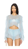 Shani Shemer Thoma Cropped Shirt In Baby Blue