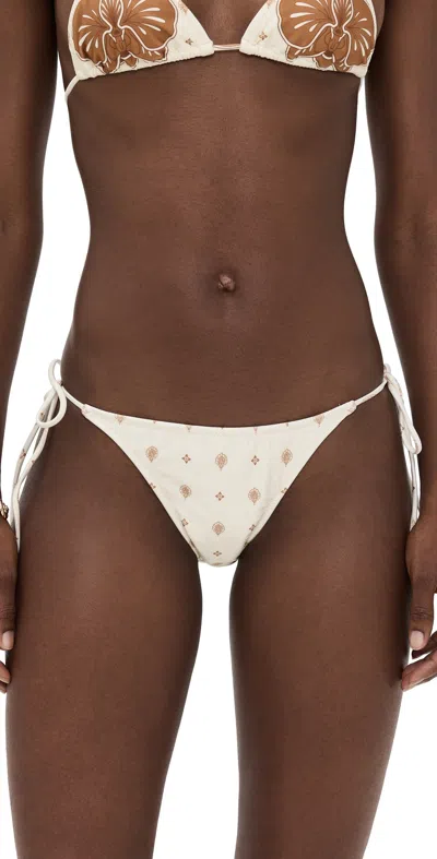 Shani Shemer Tuli Bikini Bottoms Brown Print In White