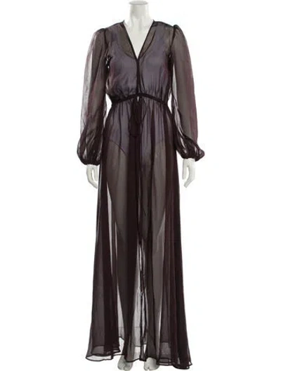 Pre-owned Shani Shemer V-neck Long Dress In Burgundy