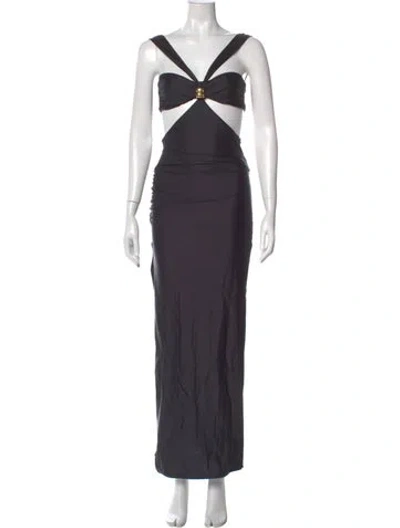 Pre-owned Shani Shemer V-neck Long Dress In Gray