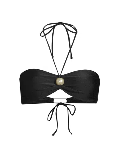 Shani Shemer Women's Juno Halter Bikini Top In Black