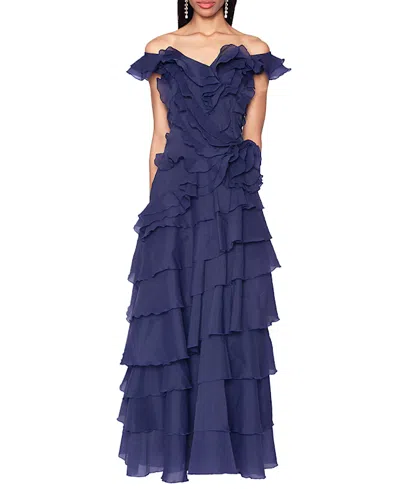 Shani Tiered Ruffle Gown In Blue