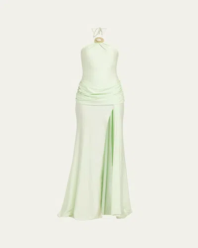 Shani Valentine Draped Maxi Dress In Green