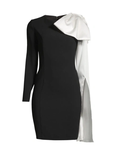 Shani Women's Crepe Bow-sleeve Minidress In Black Ivory