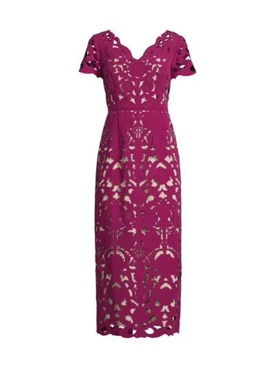 Shani Women's Floral Crepe Laser-cut Midi-dress