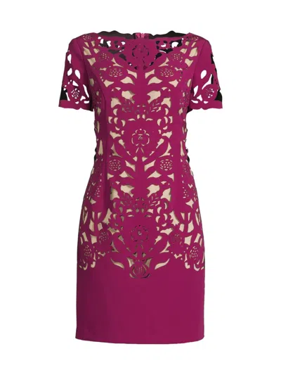 Shani Women's Floral Crepe Laser-cut Sheath Dress In Pink