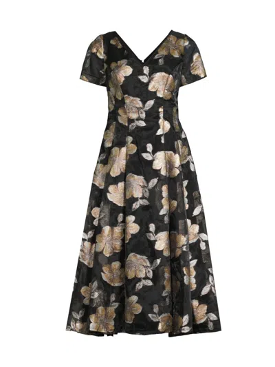 Shani Women's Jacquard Organza V-neck Midi-dress In Multi