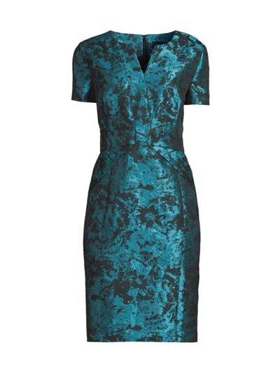 Shani Women's Jacquard Sheath Dress In Blue Green