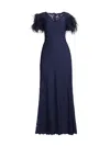SHANI WOMEN'S LACE & FEATHER V-NECK GOWN