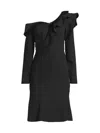 Shani Women's Ruffle Crepe One-shoulder Knee-length Dress In Black