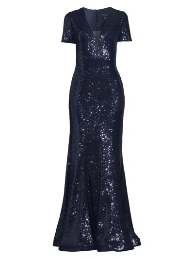 Shani Women's Sequined Fit & Flare Gown In Blue