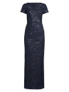 SHANI WOMEN'S SEQUINED ILLUSION-NECK GOWN
