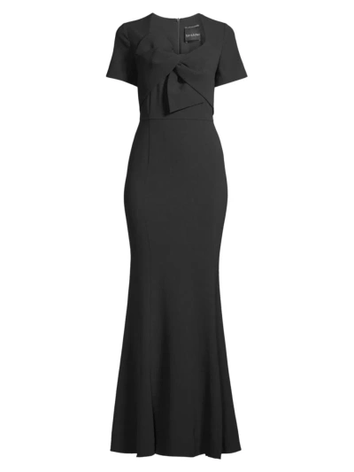 Shani Women's Twisted Bow Crepe Mermaid Gown In Black