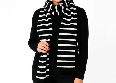 Shannalee 100% Cashmere Wrap/blanket/scarf/travel Companion In Black & White Stripe In Brown