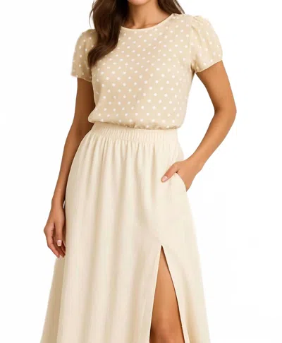 Shannalee Linen Long Maxi Skirt With Slit In Sand In Neutral