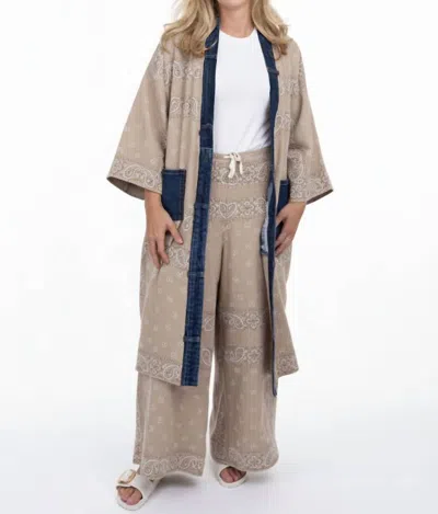 Shannon Passero Bandana Long Cardigan In Sand In Brown