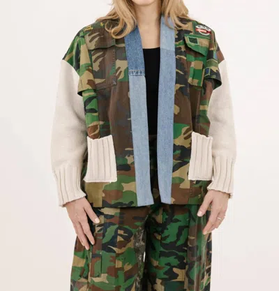 Shannon Passero Maine Cardigan In Cream/camo Mix In Multi