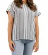 Shannon Passero Regina Short Sleeves Top In Black/cream Stripe In Gray